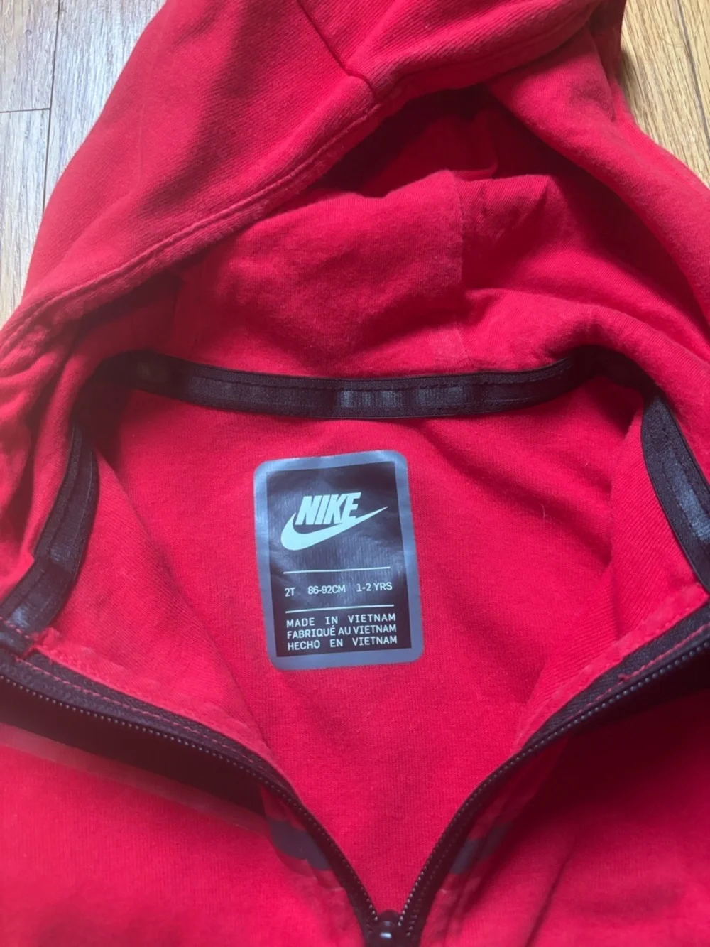 Nike Tech Kids' Red Hooded Tracksuit Set, 2T - Picture 6 of 7